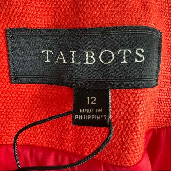Talbots NWT 100% Linen Jackie Fit Blazer Jacket Orange Red Button Size 12 Lined - Picture 5 of 7